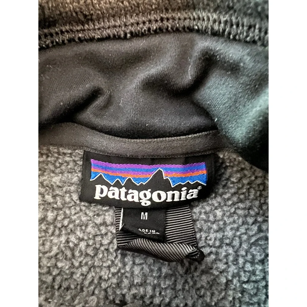 Patagonia Better Sweater Mens Medium Gray Black 1/4 Zip Fleece‎ Pullover Jacket